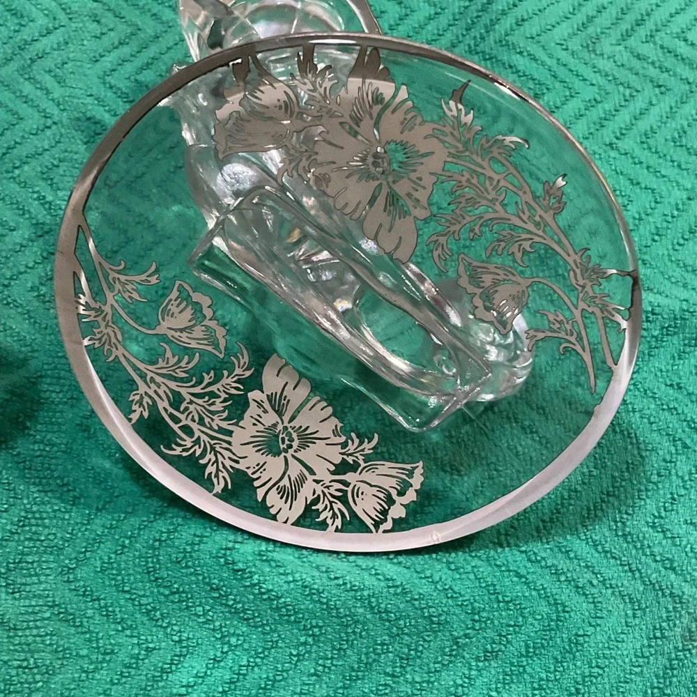 Clear Etched Glass Candle Holders - Pair